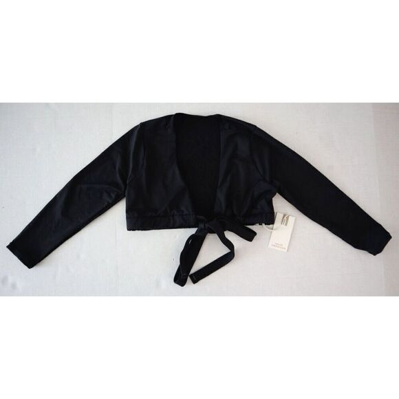 Good American GSW0040 Sz 5/2XL Black Sexy Boost 3/4 Sleeve Tie Front Swim Top - Picture 1 of 4